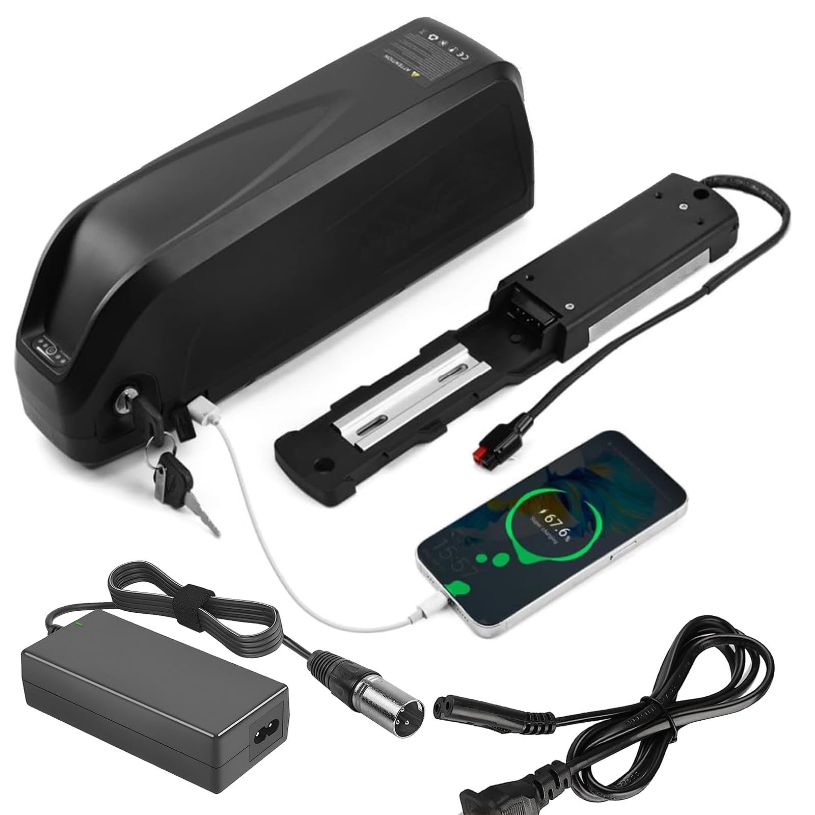 電動自転車用バッテリー 48V 鍵と充電付き Ebikeバッテリー 24V 36V 48V 15Ah 18Ah 20Ah 電動リチウムイオン